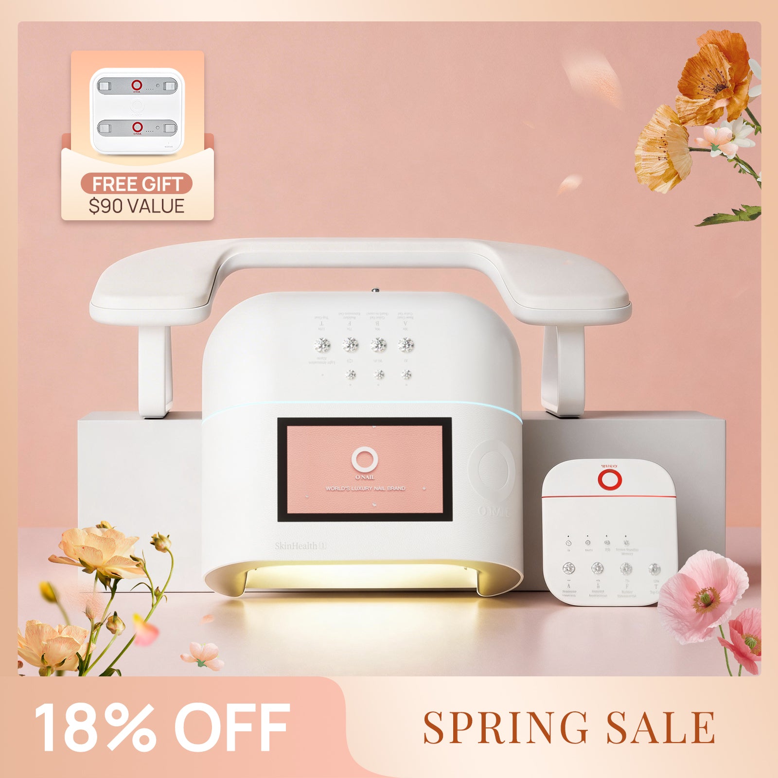 AI Nail Lamp Bundle – Wireless Keyboard & Armrest + FREE Battery Cabinet with 2 Batteries