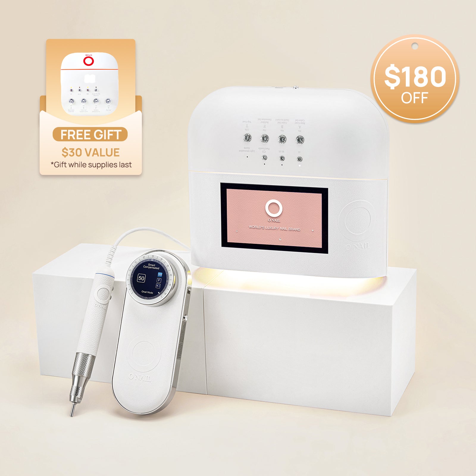 ONAIL AI Nail Lamp + Pro Nail Drill (1 Handpiece) – Free Keyboard Included