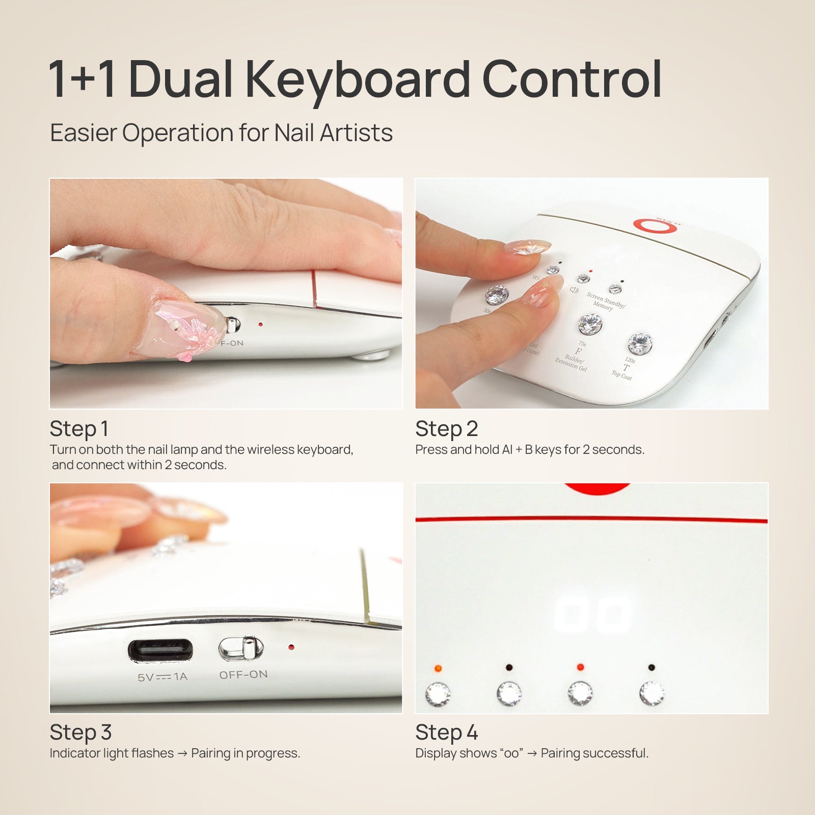 Wireless Keyboard for AI Nail Lamp