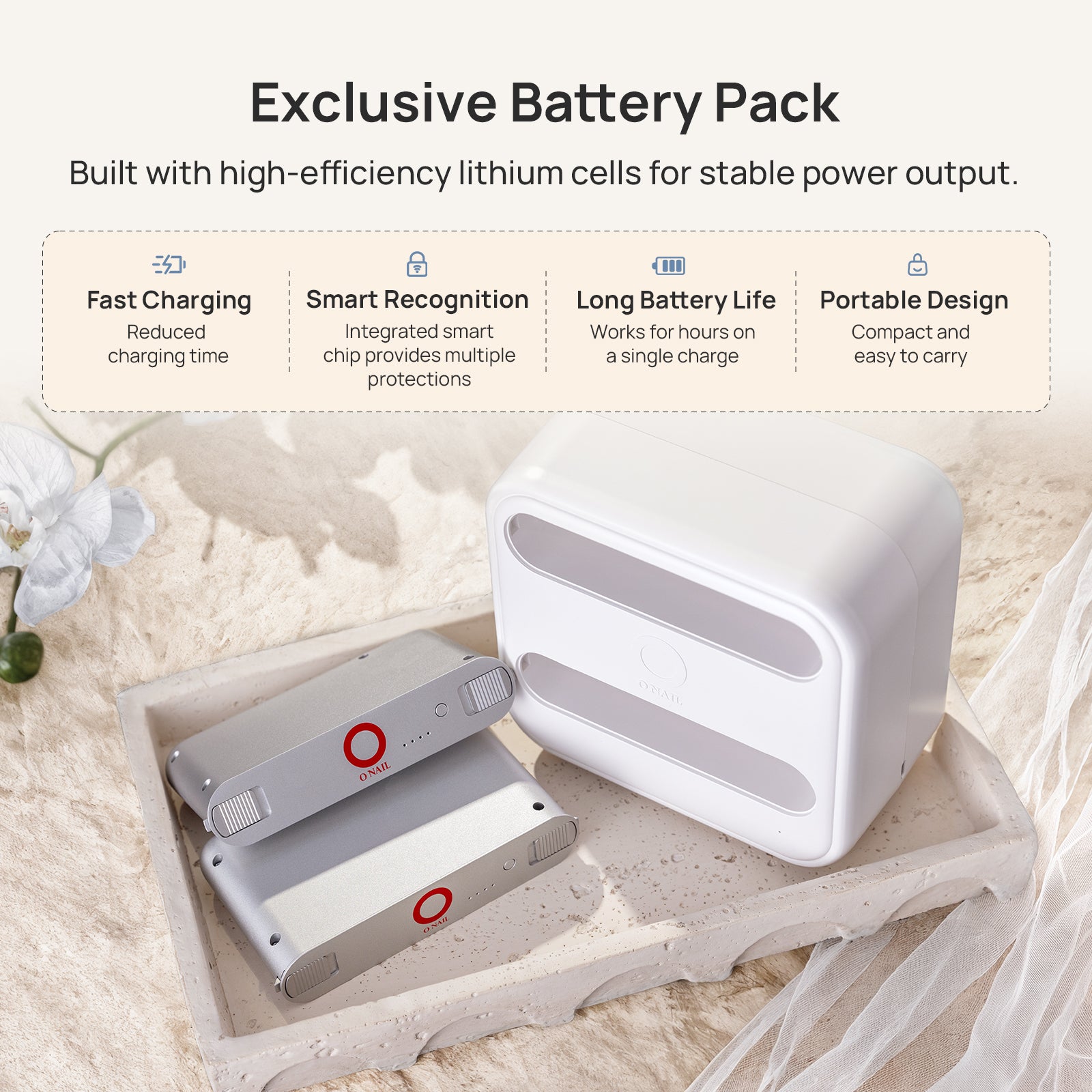 ONAIL Essential Starter Set – AI Nail Lamp + 2 Batteries +