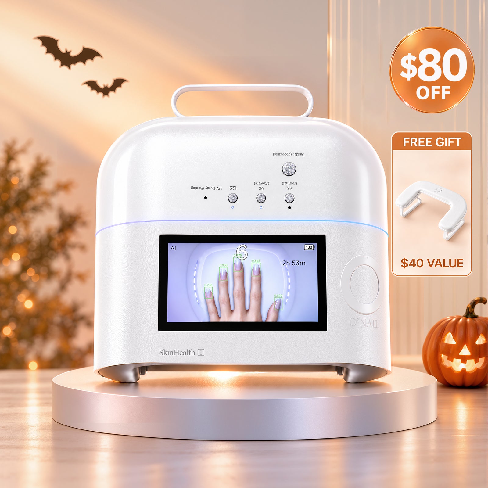 ONAIL 1 PRO MAX-Rechargeable AI Nail Lamp + FREE Arm Rest 1 Plus